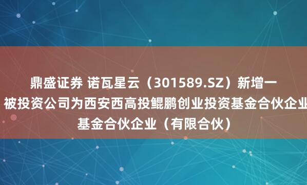 鼎盛证券 诺瓦星云（301589.SZ）新增一起对外投资，被投资公司为西安西高投鲲鹏创业投资基金合伙企业（有限合伙）